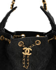 Washed Denim Quilted Small CHNL 25 Handbag Black