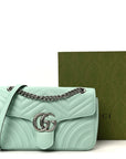 Calfskin Matelasse Small GG Marmont Shoulder Bag Water Green