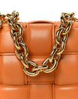 Lambskin Maxi Intreccio Padded Chain Cassette Crossbody Bag Caramel