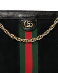 Suede Patent GG Web Medium Ophidia Chain Shoulder Bag Black
