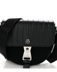 Calfskin Canvas Never Still Crossbody Flap Bag Black