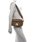 Canvas Vitello King FF Embroidered Baguette Amazzonia Cuoio