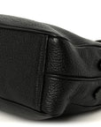 Vitello Daino Medium Double Zip Shoulder Bag Black