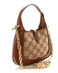 New Canvas Charisma Calfskin Crystal GG Monogram Mini Jackie 1961 Hobo Camel Ebony
