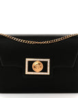 Satin Crystal La Medusa Pouch On Chain Black