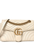 Calfskin Matelasse Small GG Marmont Shoulder Bag White