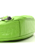 Extra Supple Calfskin Crocodile Embossed Le Cagole Mini Purse With Chain Acid Green