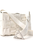Patent Maxi Intrecciato Cassette Crossbody Bag White