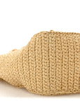 Yarn Raffia Effect Crochet Logo Embroidered Small Tote Bag Naturale