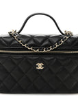 Caviar Quilted Top Handle Slim Vanity With Chain Black