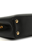 Taurillon Embellished Flower Handle Capucines BB Black