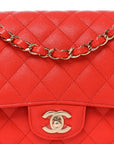 Caviar Quilted Medium Double Flap Red