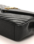 Sheepskin Matelasse Chevron Monogram Medium College Bag Black