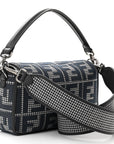 Wool Vitello King Houndstooth FF Embroidered Baguette Grigio Anthracite