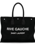Linen Calfskin Rive Gauche Tote Black