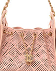 Perforated Calfskin Quilted Mini CHNL 25 Handbag Light Pink