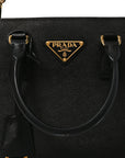 Saffiano Lux Micro Galleria Shoulder Bag Black