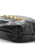 Shiny Calfskin Quilted Mini CHNL 22 Black