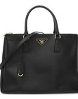 Saffiano Lux Medium Galleria Double Zip Black Black
