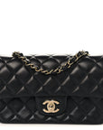 Lambskin Quilted Mini Rectangular Flap Black