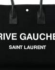 Linen Calfskin Rive Gauche Tote Black