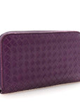 Nappa Intrecciato Zip Around Wallet Aubergine