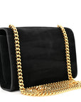 Suede Small Classic Monogram Kate Tassel Satchel Black
