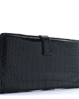 Shiny Alligator Bearn Gusset Wallet Black