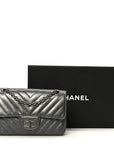 Metallic Aged Calfskin Chevron Quilted 2.55 Reissue Mini Flap Grey