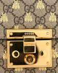 GG Supreme Monogram Bees Small Padlock Shoulder Bag Black