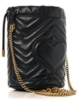 Calfskin Matelasse Mini GG Marmont 2.0 Bucket Bag Black
