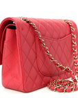 Caviar Quilted Medium Double Flap Dark Pink