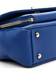 Caviar Quilted Small Business Affinity Flap Dark Blue