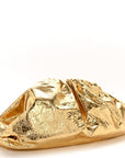 Metallic Crinkled Lambskin The Pouch Oversized Clutch Oro