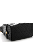 Shiny Crumpled Calfskin Quilted Medium CHNL 25 Handbag Black