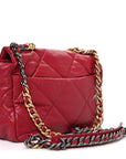 Lambskin Quilted Large CHNL 19 Flap Red