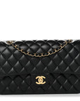 Lambskin Quilted Medium Double Flap Black