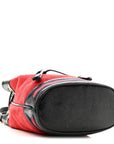 Suede Patent Web Small Ophidia Bucket Bag Hibiscus Red Black