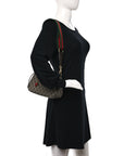 GG Supreme Monogram Textured Dollar Calfskin Web Small Ophidia GG Handbag Beige Ebony New Acero