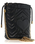 Calfskin Matelasse Mini GG Marmont 2.0 Bucket Bag Black