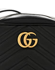 Calfskin Matelasse Mini GG Marmont Chain Shoulder Bag Black