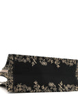 Canvas Embroidered Large Ornamental Cornely Book Tote Black Beige