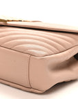 Sheepskin Matelasse Chevron Monogram Medium College Bag Rose Poudre
