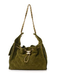 Suede Quilted Small CHNL 25 Handbag Khaki