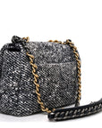 Tweed Quilted Medium CHNL 19 Flap Grey