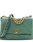 Lambskin Quilted Medium CHNL 19 Flap Green