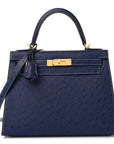 Ostrich Horseshoe Kelly Sellier 28 Bleu Iris