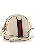 Textured Dollar Calfskin Web Small Ophidia Dome Shoulder Bag Mystic White