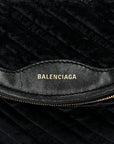 Crushed Velvet Logo Embossed XXS Souvenir Belt Bag Black