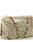 Shearling Calfskin Medium Reversible Monogram Kate Satchel Grey